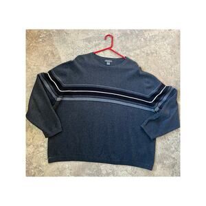 Eddie Bauer crewneck gray sweater with color band, men's XXL